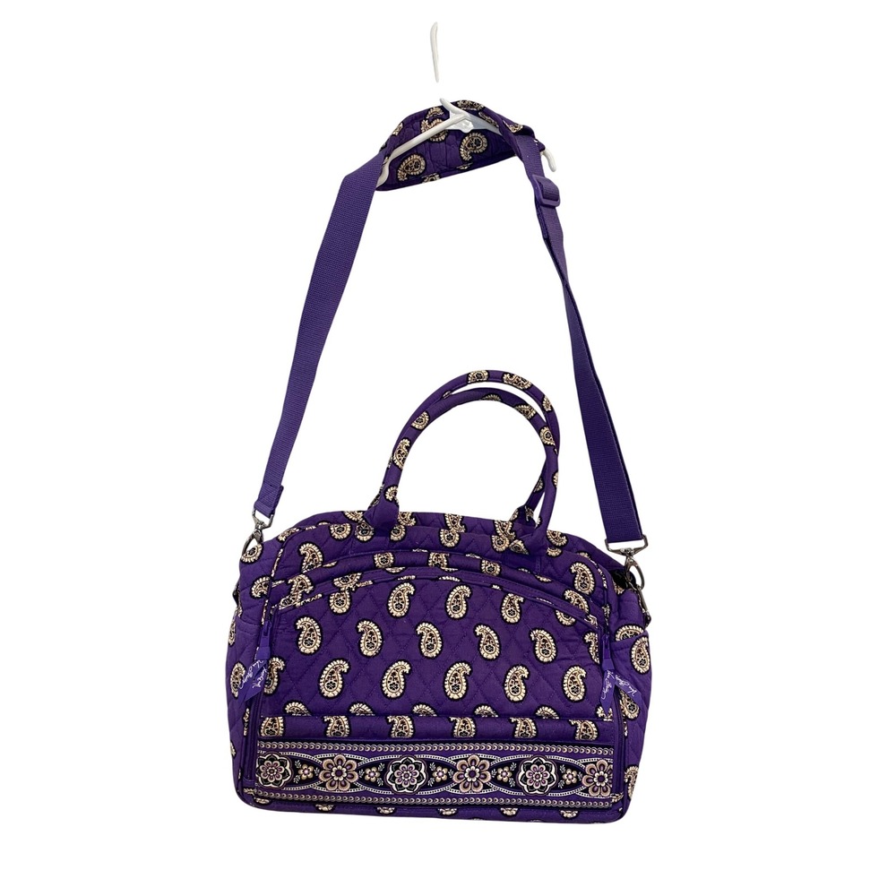 Vera Bradley Weekender Paisley Purple Quilted‎ Travel Bag Duffel Laptop Sleeve